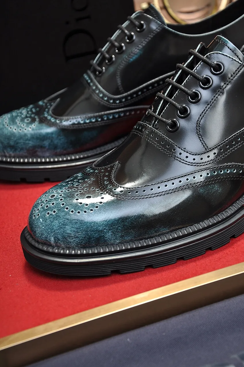 Men's shoes💰720💶【Dior】High-end goods Niuli Original order quality Dior —🆘.Dior original order purchasing, high-end leather shoes, fabric: imported from Italy open-edge beaded cowhide➕water-dyed cowhide/cowhide lining➕specially provided original outsole, fine workmanship, real-life shooting🎬size: 38-45 (45 customized)